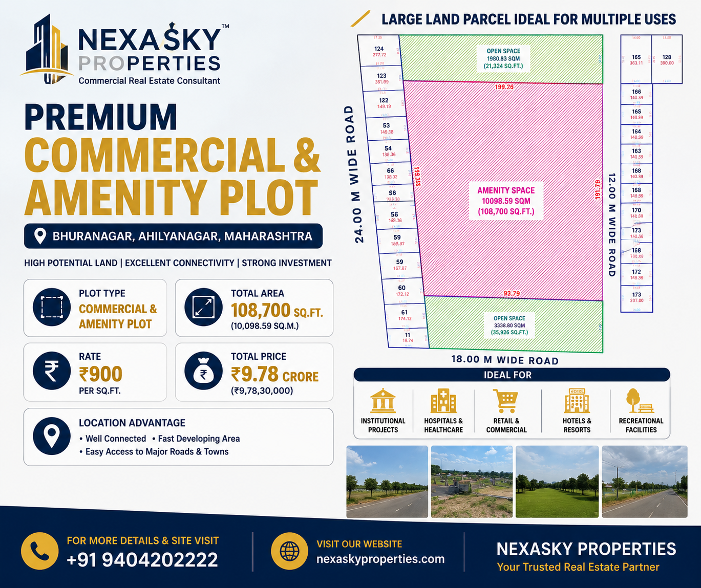 Premium Commercial & Amenity Plot for Sale | 108,700 Sq.Ft. | Bhuranagar, Ahilyanagar – sell in Bhuranagar  Ahilyanagar, Maharashtra